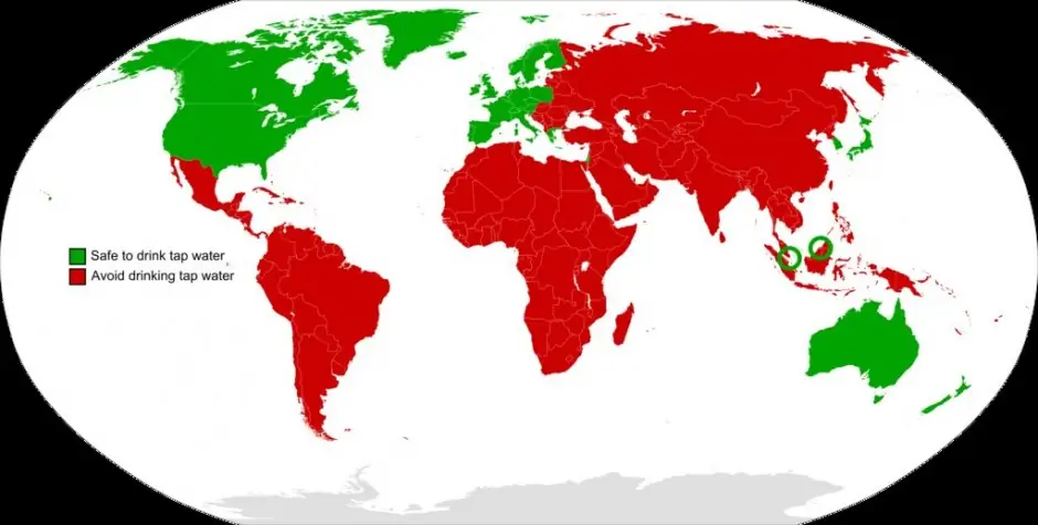 The CDC on which countries have safe drinking water