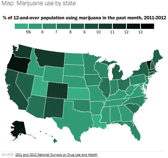 Pot usage by US state