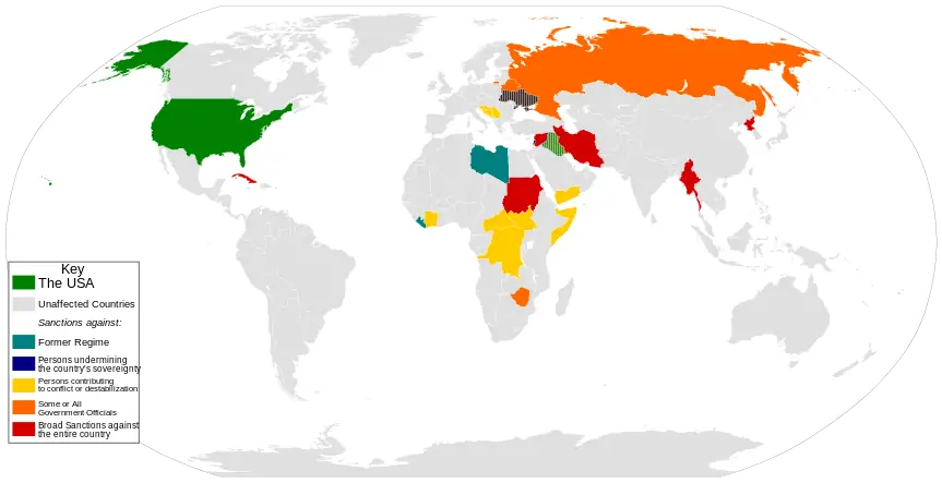 Countries the US is sanctioning