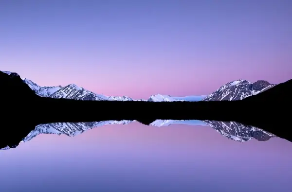 Mountains reflected in the water