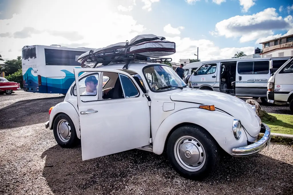 It's not all classic American cars in Cuba. Checking the surf driving down the coast in an old VW just feels right. Photo: Jason Napolitano