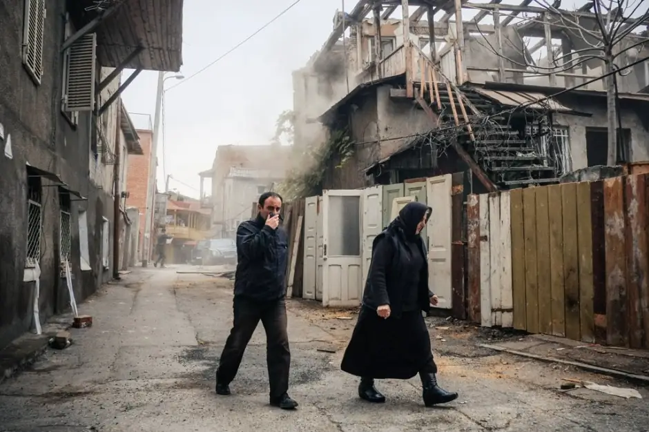 People walking in street